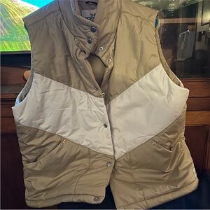 The North Face Women's Tan and White Puffer Vest